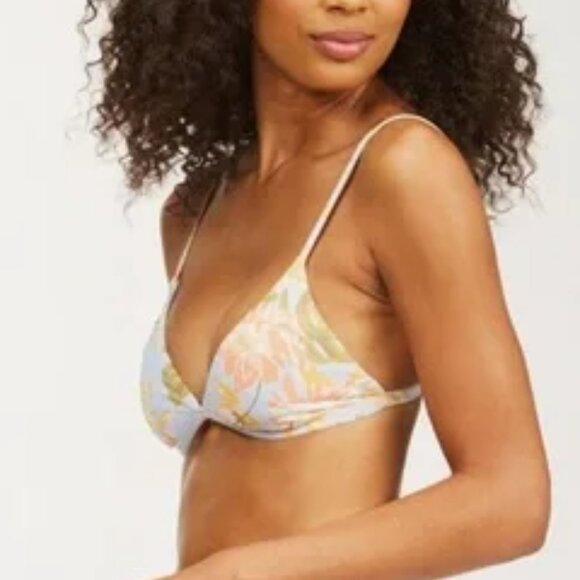 Billabong Skies for Days Ceci Triangle Bikini Top Blue Floral M/10 - Picture 3 of 11